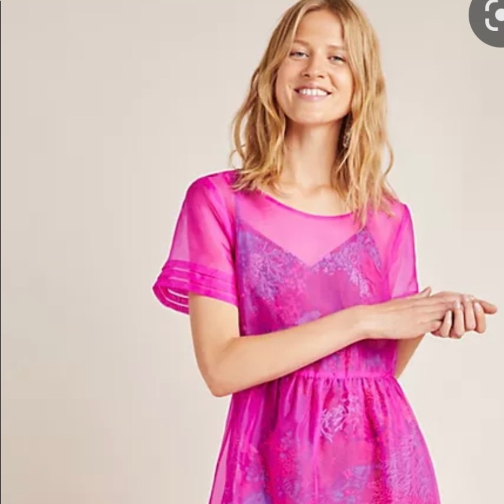 Anthro Gabrielle Silk Organza Midi Dress